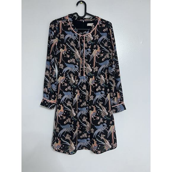 Loft Ann Taylor Dress peacock snowbirds long sleeve Size 00P - Picture 1 of 3
